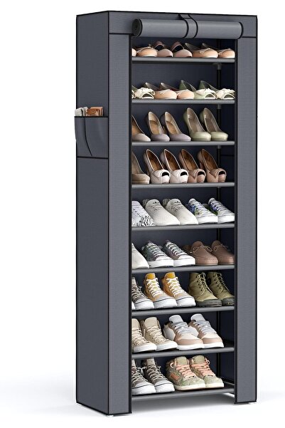 SONGMICS 10-Tier Shoe Tower Rack with Cover 27-Pair Space Saving Shoe Storage...