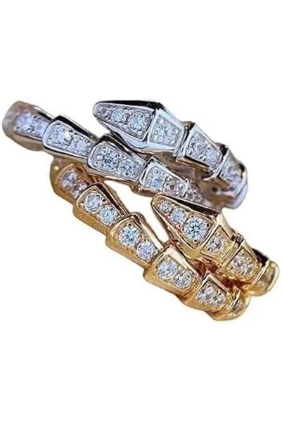 SYNSYB 925 Sterling Golden/Silver Ring Adjustable Personality Ring Jewelry Ad...