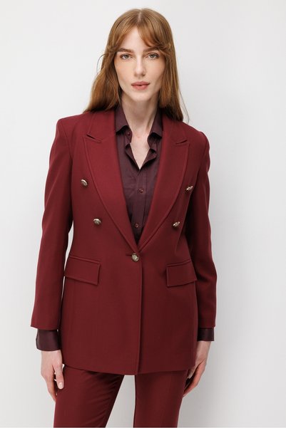 Moda İlgi Modailgi Cep Kapaklı Klasik Flanel Kumaş Ceket - 40074 Bordo