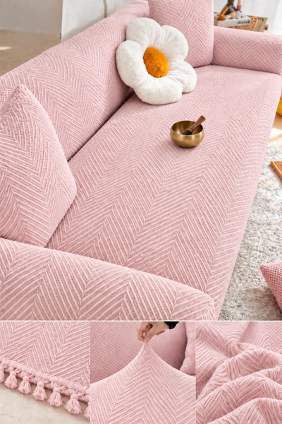 Sheri Home Balıksırtı Desenli Bohem Koltuk Örtüsü – 180X200cm, Püsküllü, Yıka...