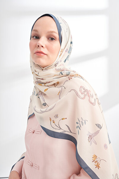 ARMANDA Floral Archive Lavinia Pattern Shawl - Indigo