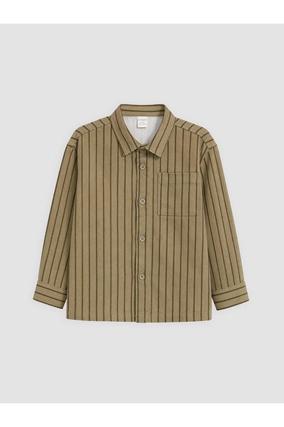 LC Waikiki Khaki Striped Gabardine Boys' Shirt