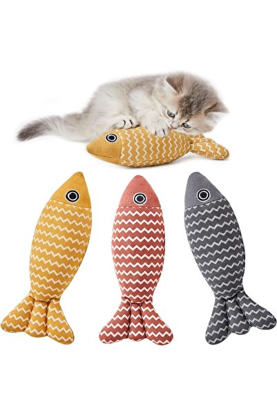 Generic Cat Toys Fish, 3 Pcs Crinkle Sound Catnip Toys Soft Linen, Cat Chew T...
