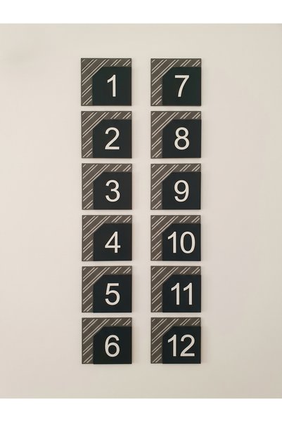 Atolye StandArt 12 Adet Modern Tasarım Antrasit & Siyah Dekoratif Kapı Numara...
