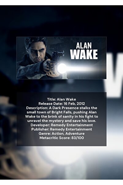 OEM Αφίσα Ινφογραφικό Alan Wake, Παιχνίδι Τρόμου Θρίλερ, Χαρτόνι 250γρ., Μορφ...