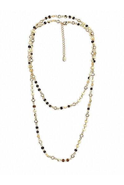 sacha Sequin and Stone Row Gold Chain Necklace