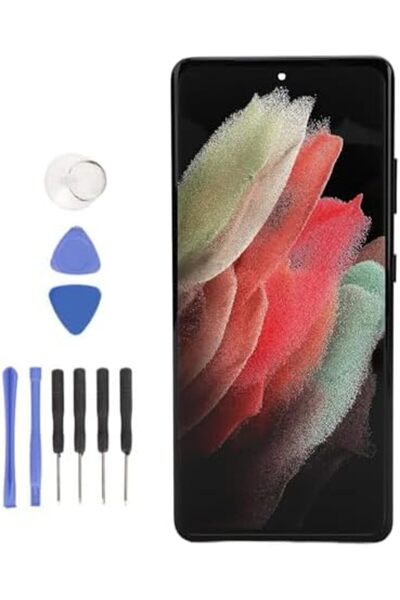 Generic شاشة بديلة لهاتف S21 Ultra 5G SM G998B، شاشة عرض OLED LCD مقاس 6.8 بو...