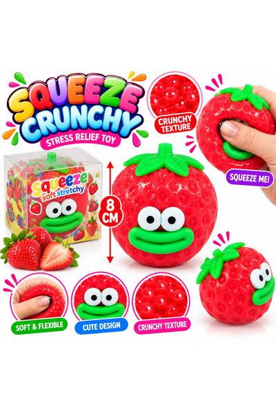 SHOP LIKE A PRO Jucărie Antistres Squeeze Crunchy Căpșună, Moale și Flexibilă...