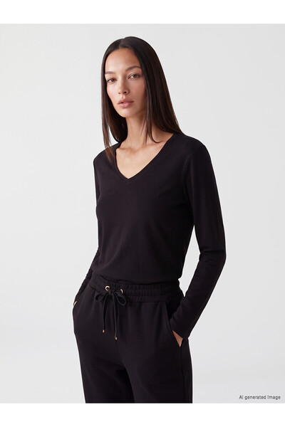 LC Waikiki Nevavm with Difference Lcw Everyday Black Plain Narrow & Slim Long...