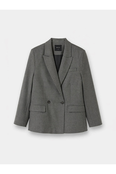 LC Waikiki Anthracite Double-Breasted Collar Women's Blazer Jacket