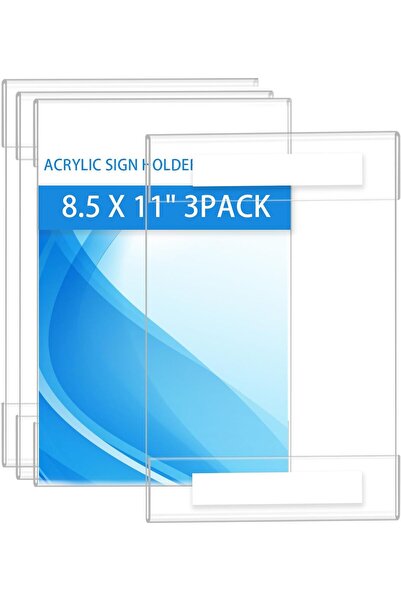 Generic Acrylic Sign Holder 8.5 x 11 Wall Mount Clear Plastic Picture Frame W...