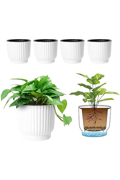 Generic 4 قطع من أواني الزرع ذاتية الري، أحواض زراعة مائية أوتوماتيكية للنبات...