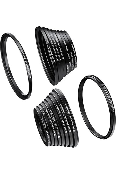 K&F CONCEPT 18 PCS Filter Ring Adapter Set, Camera Lens Filter Aluminum Alloy...