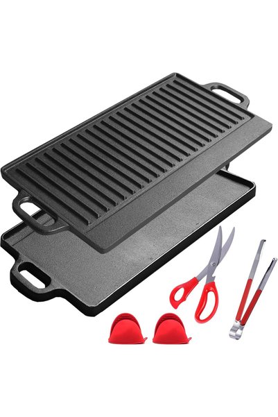 Generic 2-in-1 Reversible Cast Iron Griddle, Pre-Seasoned Cast Iron Grill Pan...