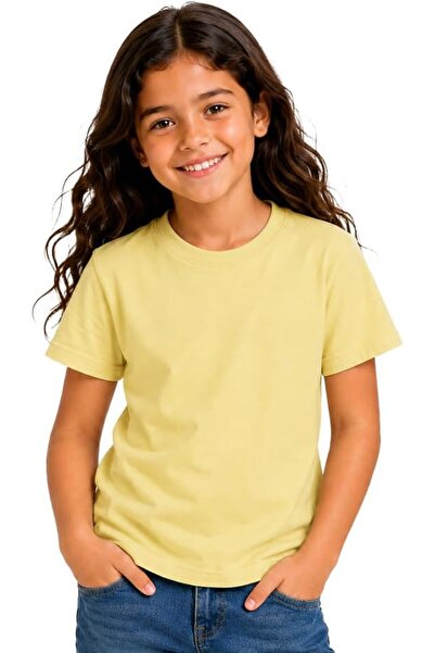 Generic Kids Round Neck Girls T Shirt 170 GSM Pure Cotton Basic Colors, White...