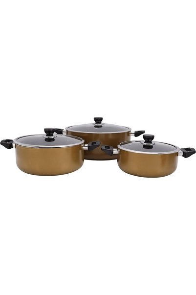 Generic 6 Piece Brown Granite Cookware Set RF10242Granite coated Aluminum Coo...