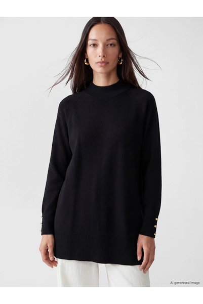 LC Waikiki Black half turtleneck women's knit tunic
