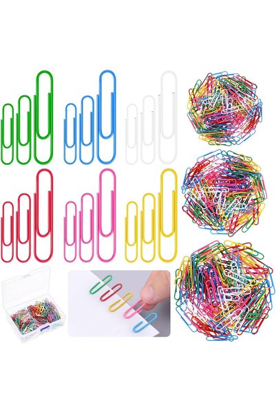 Generic 750 pieces colour paper clips set, 1.1 in 1.3 in 2 in mixed colours, ...