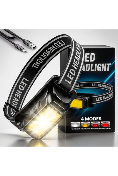 Generic Rechargeable Head light Torch, 3 Led Adjustable Light With Motion Sen...