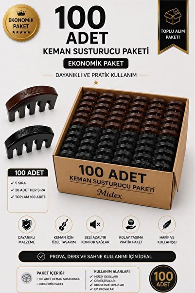 Midex VS-100-100X Keman Susturucusu 100'lü Karma Paket (50 Siyah + 50 Kahverengi)