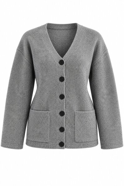 Laluvia Gray Double Pocket Thessaloniki Cardigan - 2Y04622