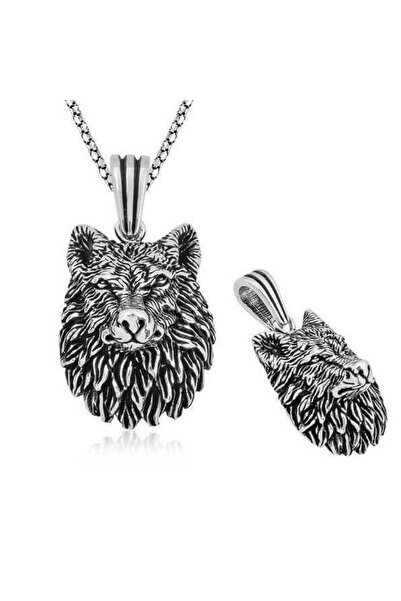 BlackCraft ​ Silver Wolf Head Necklace