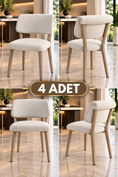 Dekoroom's 4 Adet, Velora Bukle, Sandalye Takımı
