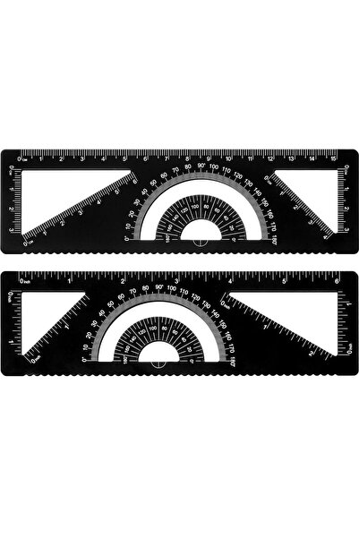 Generic 2 Pcs 4-in-1 Metal Geometry Ruler Set Aluminium Protractor Math Draft...