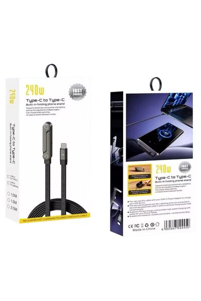 Generic Wire Charger Type C to Type C 240 Watt with Foldable Built-in Mobile ...