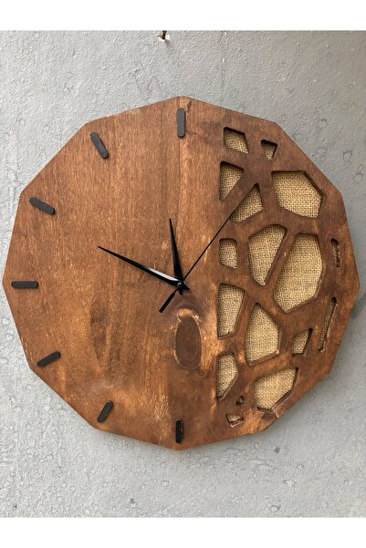 Nixar Desing El Yapımı Dekoratif Duvar Saati Jüt Detaylı Geometrik Tasarım 41x41 cm