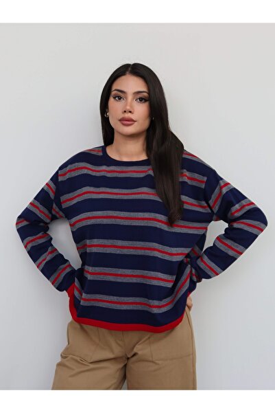 ESRAHELVACI Bisiklet Yaka Oversize Triko Bluz