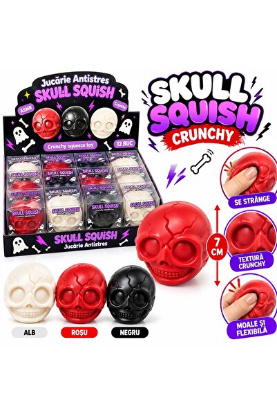 SHOP LIKE A PRO Jucărie Antistres Skull Squish Crunchy, Craniu Moale și Flexi...