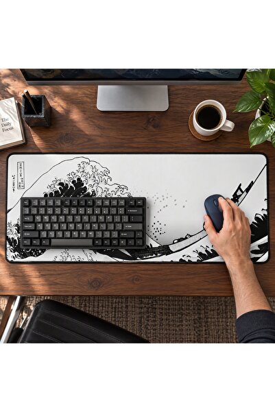 CozyNook سجادة مكتب كبيرة 80×30 سم، سماكة 3 مم، لوحة ماوس ممتدة للوحة المفاتيح والماوس بتصميم مموج