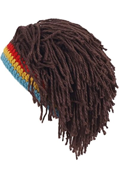 Generic Rasta Hat with Brown Dreadlocks, Funny Party Knit Hats, Rasta Wig Wit...