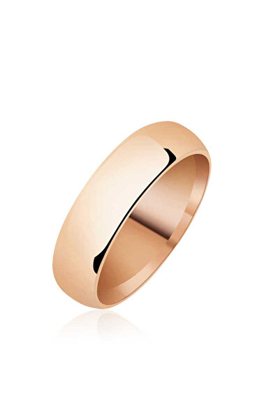 925 Ayar Gümüş Rose Kaplama 5 mm Düz Bombeli Unisex Alyans
