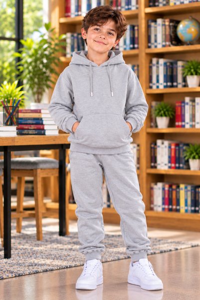 luci sports Boys' Hooded Rubberized Tracksuit with Rubberized Legs