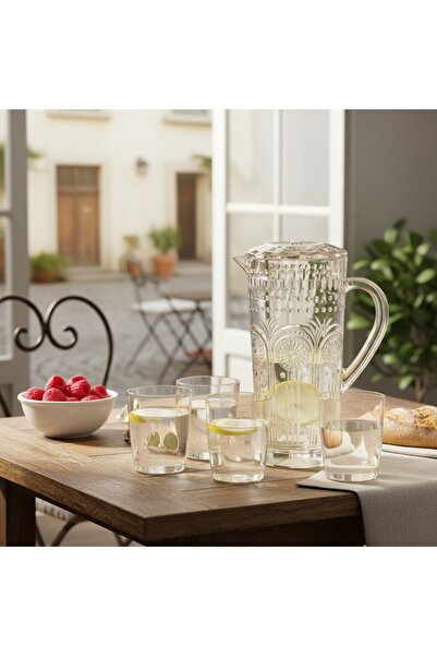 OEM Set 4 pahare și carafă din plastic, design elegant, ideal pentru suc, apa...