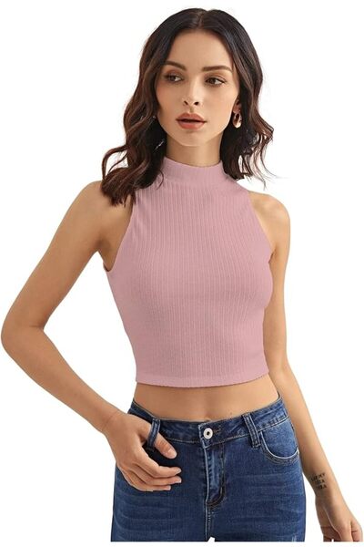 GENERAL Shasmi Women's & Girls' Solid Ribbed Round Neck Collarless Sleeveless...