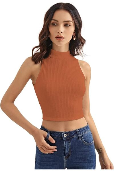 GENERAL Shasmi Women's & Girls' Solid Ribbed Round Neck Collarless Sleeveless...