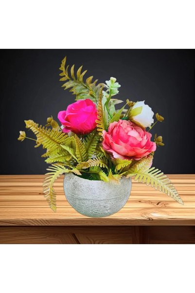 Generic Artificial Potted Plants & Flowers With Vase, Real Looking Fiddle Lea...