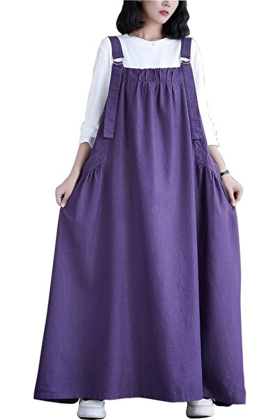 GENERAL Denim Jumper Dress for Women Loose Version Baggy Style Maxi Length Ad...