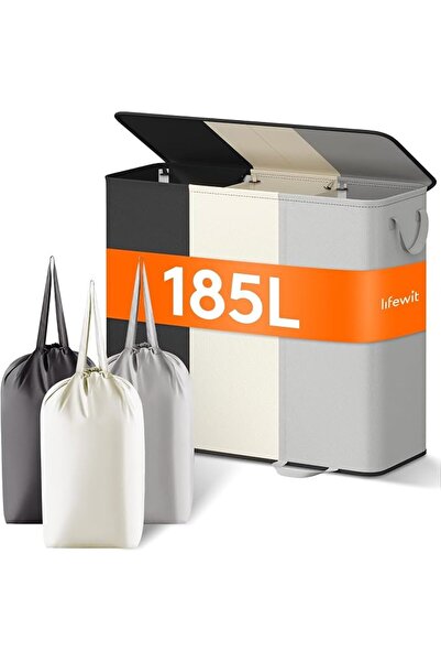 GENERAL Lavivet Double Laundry Hamper with Lid and Removable Laundry Bags, La...