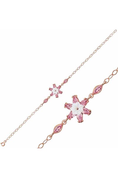 BlackCraft Rose Silver Pink Zircon Lotus Bracelet