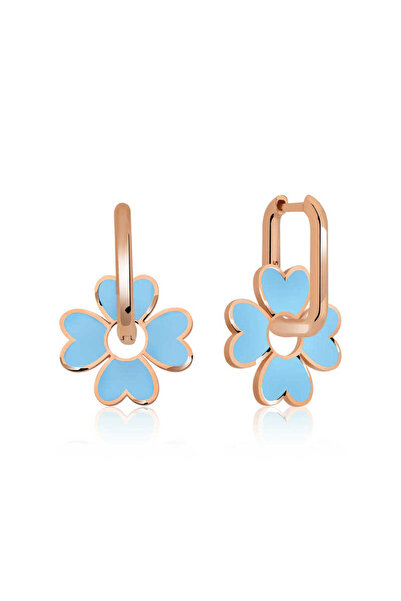 BlackCraft ​ Silver Highlighter Blue Clover Earrings