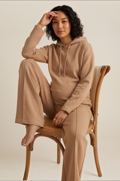 Miss Dünya Lissa Avelia Pregnant and Maternity Hooded Wide Sleeve Sweatshirt ...