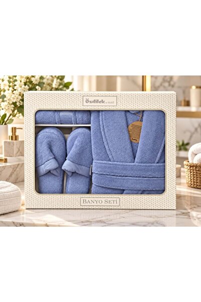 Özdilek Colourist Gök Mavi Kişisel Banyo Bornoz Seti (XL Beden)