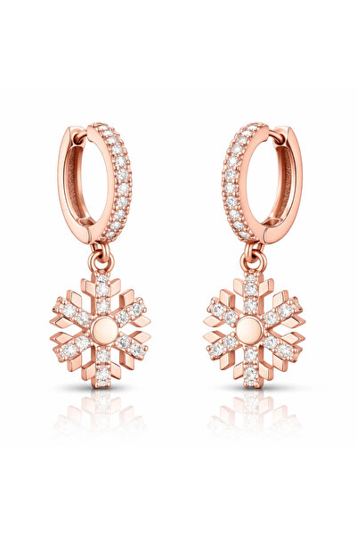 BlackCraft Silver Dangle Rose Snowflake Women's Earrings