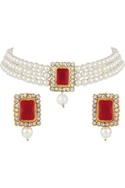 Shining Diva Fashion طقم مجوهرات عصري جديد مطلي بالذهب عيار 18 قيراط مع قلادة...
