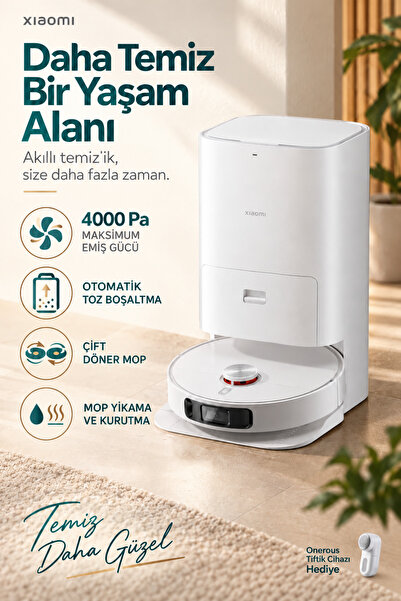 Xiaomi X10+ Robot Süpürge 4000 Pa Emiş Otomatik Toz Boşaltmalı 3 Su Hacmi Aya...