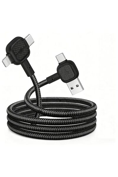 Bukela كابل شحن سريع 4 في 1، موصل USB A و C إلى USB C و Lightning، شحن سريع ب...